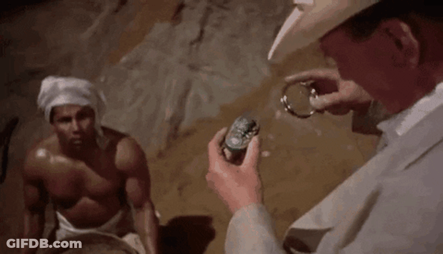 The Mummy Old Man Checking Ancient Stone GIF