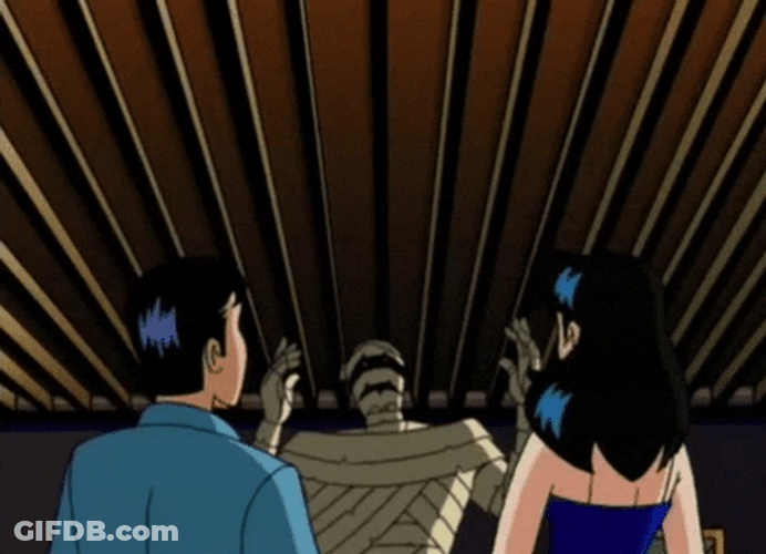The Mummy Walking Towards Terry And Dana GIF