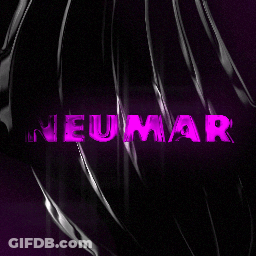 The Name Neumar Is Displayed In Purple Letters On A Black Background GIF