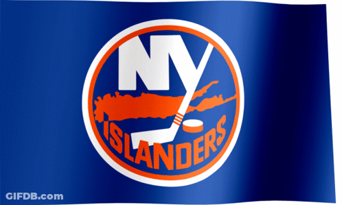 The New York Islanders Logo Is On A Blue Flag GIF