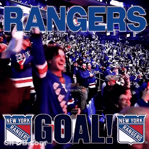 The New York Rangers Fans Are Celebrating A Goal GIF