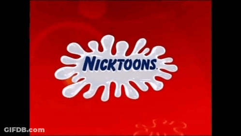 The Nickelodeon Logo Is On A Red Background . GIF