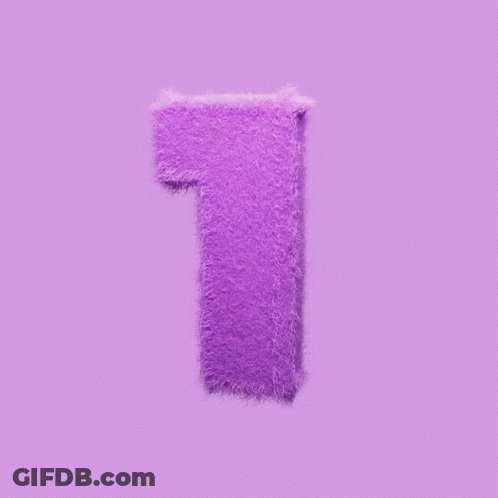 The Number 1 Is Made Of Purple Fur And Is On A Purple Background GIF