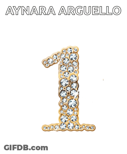 The Number 1 Is Surrounded By Flames And The Name Aynara Arguello Is Above It GIF