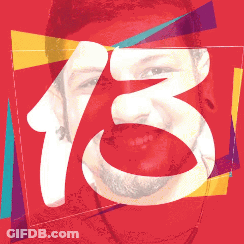The Number 13 Is On A Red Background GIF