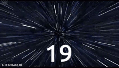 The Number 19 Is Displayed On A Black Background GIF