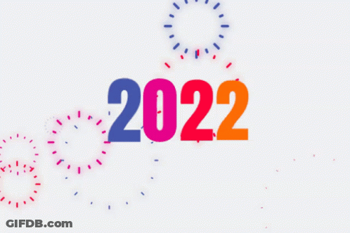 The Number 2022 Is Surrounded By Fireworks And Sprinkles GIF