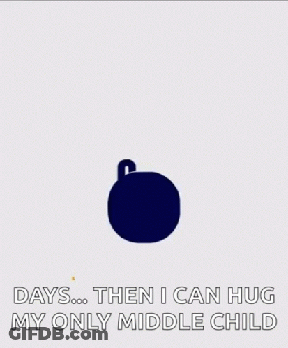 The Number 6 Is On A White Background And Says Days Then I Can Hug My Only Middle Child . GIF