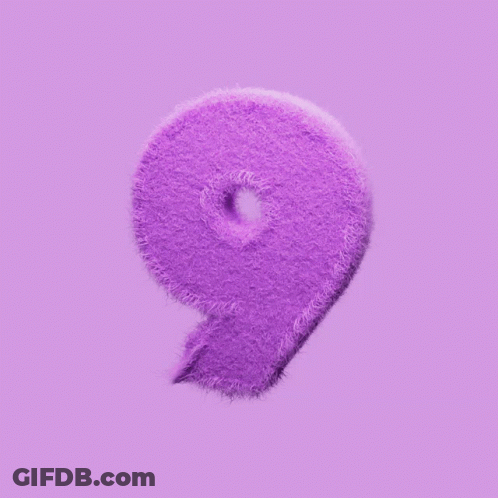 The Number 9 Is Made Of Purple Fluffy Fur GIF