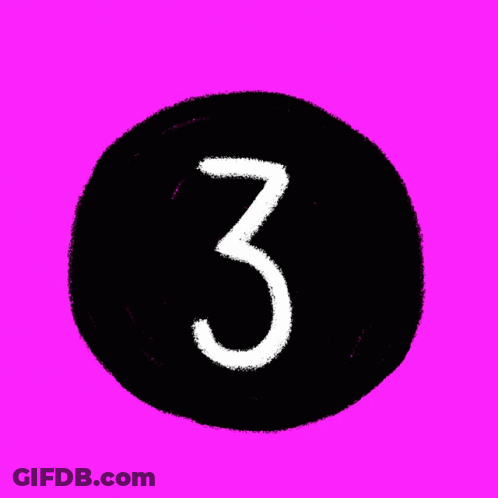The Number Three Is Written In A Black Circle On A Purple Background GIF