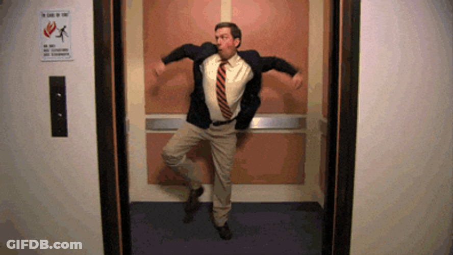The Office Andy Bernard Dancing In Elevator GIF