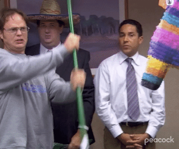 The Office Birthday Dwight Striking Pinata GIF