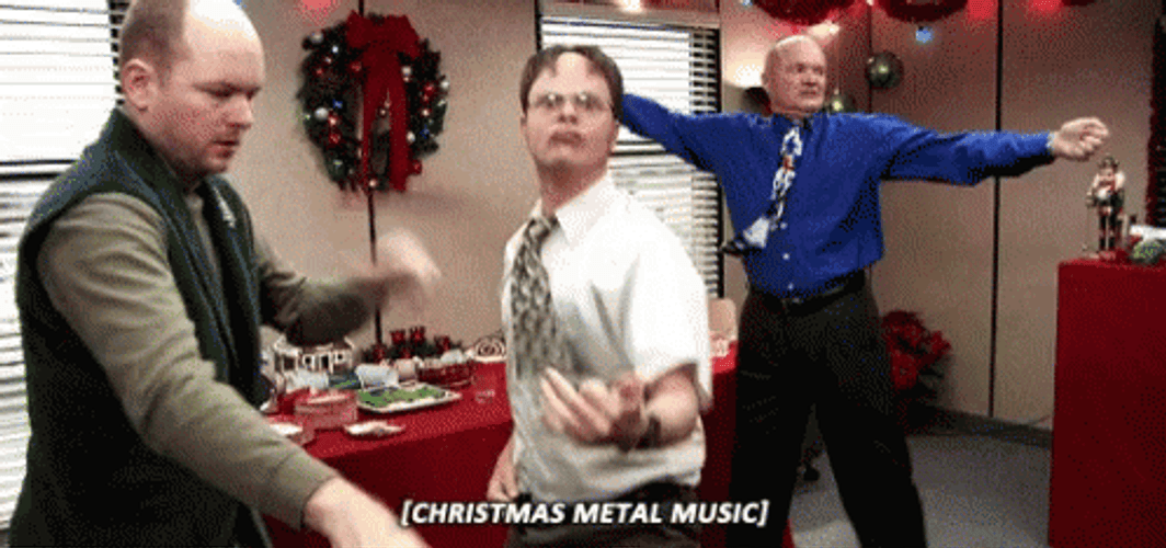 The Office Christmas Metal Music GIF