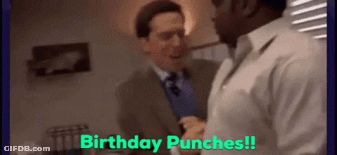The Office Happy Birthday Punch Stanley GIF