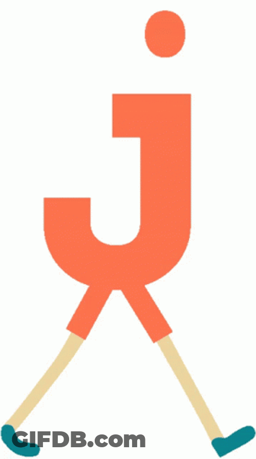 The Orange Walking Letter J GIF