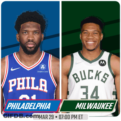 The Philadelphia 76Ers And The Milwaukee Bucks Are Playing On March 29 GIF