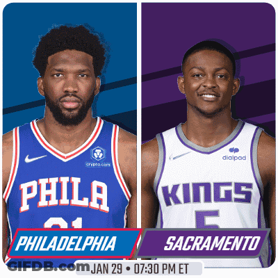 The Philadelphia 76Ers And The Sacramento Kings Are Playing Each Other On January 29 GIF