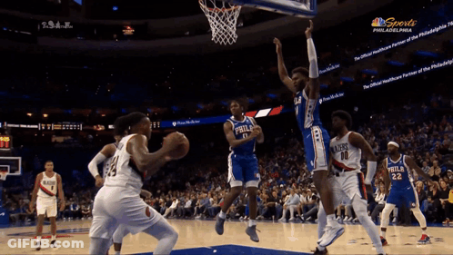 The Philadelphia 76Ers Are Playing Against The Portland Trail Blazers GIF