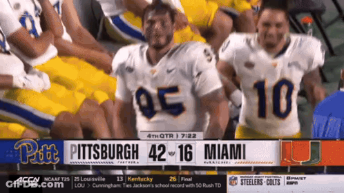 The Pittsburgh Football Team Is Playing Miami GIF