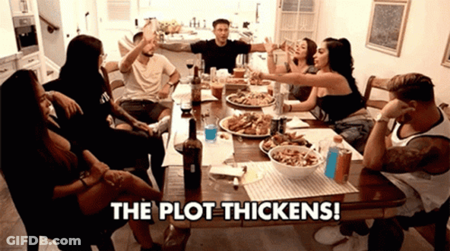 The Plot Thickens Friends Dining Together GIF