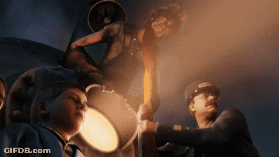 The Polar Express Conductor Pulls Steamer Beard GIF