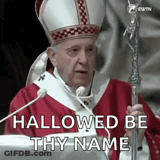 The Pope Is Holding A Cane And Giving A Speech While Wearing A Red Robe . GIF