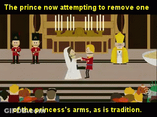 The Prince Now Attempting To Remove One Of The Princess 'S Arms, As Is Tradition GIF