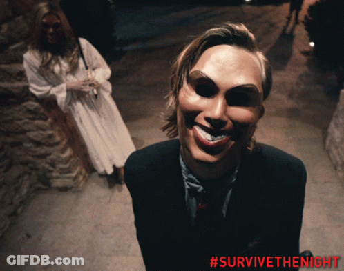 The Purge Poster Man Wearing Mask #Survivethenight GIF