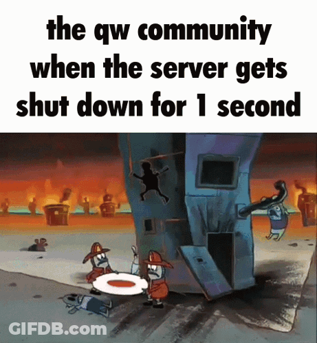 The Qw Community When The Server Gets Shut Down For 1 Second Is Shown GIF