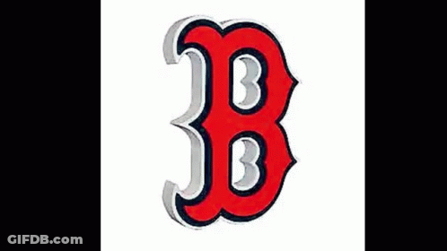The Red Sox Logo Is A Red , White , And Blue Letter B On A White Background . GIF