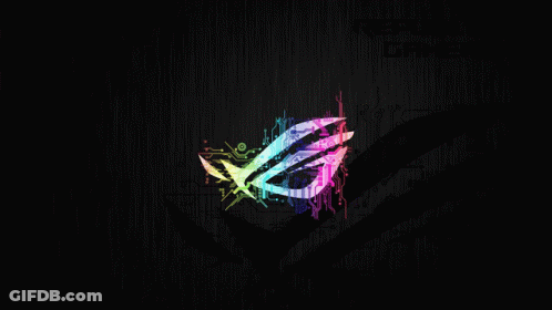 The Republic Of Gamers Logo Is Displayed On A Black Background GIF
