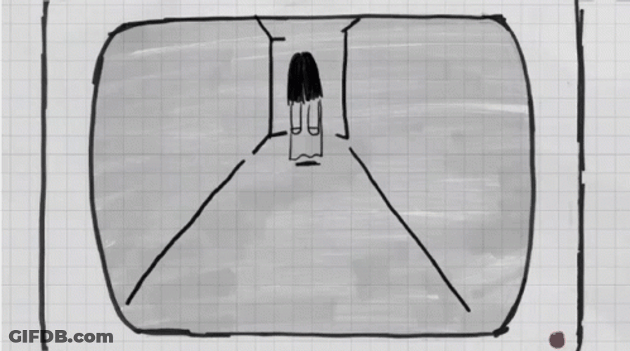 The Ring Cartoon Sketch Jump Scare GIF