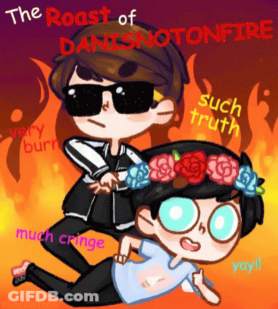 The Roast Of Danisnotonfire Is Written On The Purple Background GIF