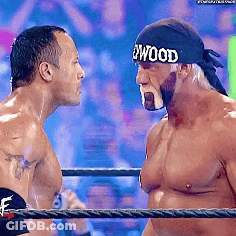 The Rock And Hulk Hogan Facing Off GIF