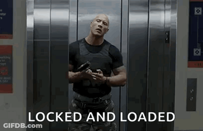 The Rock As Gunner In An Elevator GIF