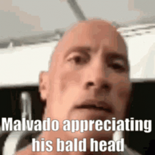 The Rock Eyebrow Meme Malvado Appreciating His Bald Head GIF