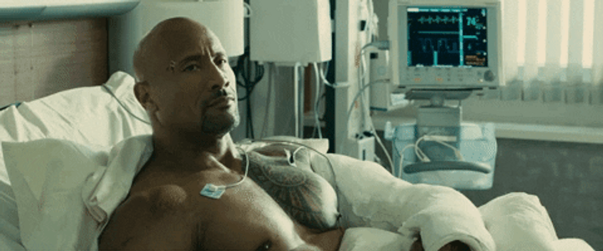 The Rock Eyebrow Raise Hospital In Bed GIF