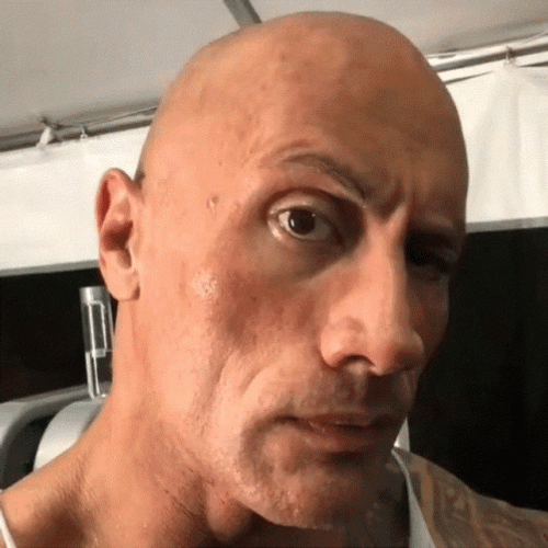 The Rock Eyebrow Raise Transformation To Syrus GIF