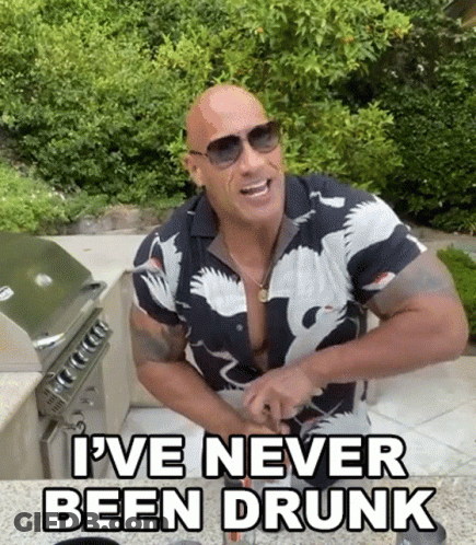 The Rock Is Wearing Sunglasses And A Shirt That Says `` I 'Ve Never Been Drunk '' GIF