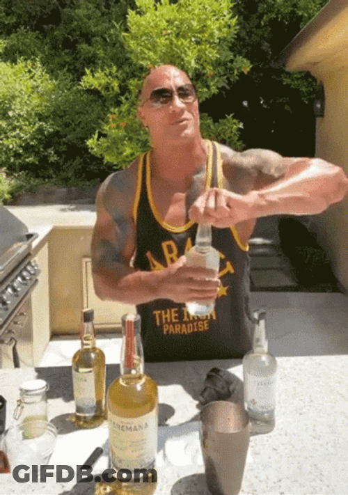 The Rock Opening Tequila Bottle GIF