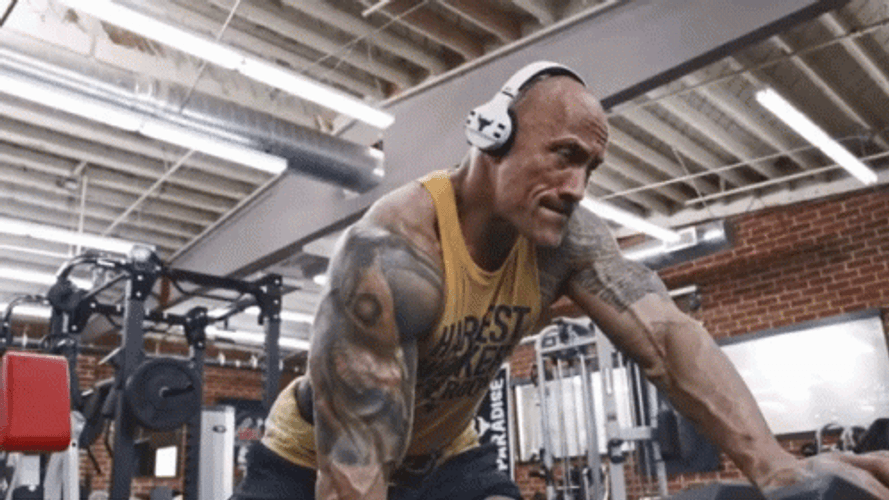 The Rock Used Dumbbell Instead Of Barbell Row GIF