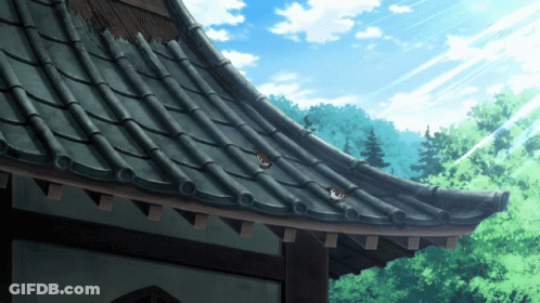 The Roof Of A Building With A Blue Sky In The Background GIF