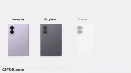 The Samsung Galaxy Z Fold 3 Is Available In Four Different Colors Including Lavender , Graphite , Cream And Pistachio . GIF