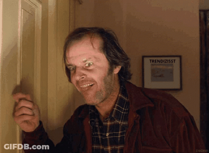 The Shining Crazy Eyes Knock GIF