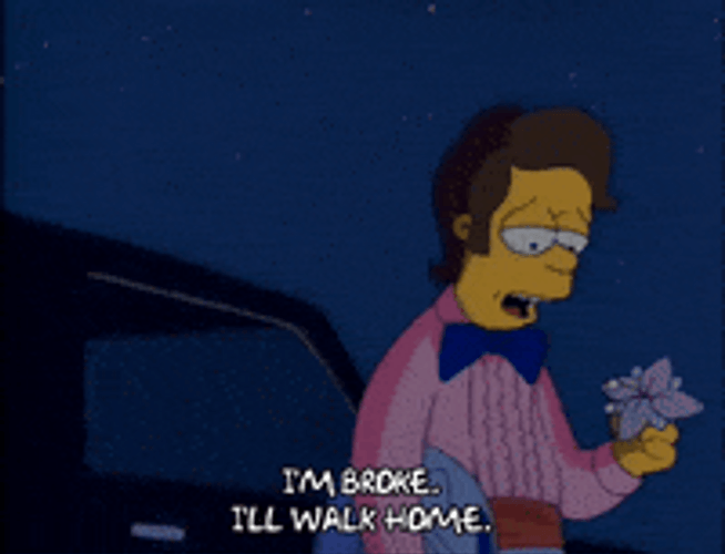 The Simpson Character Walking Home I'm Broke GIF