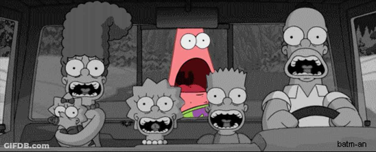 The Simpsons And Patrick Scream GIF