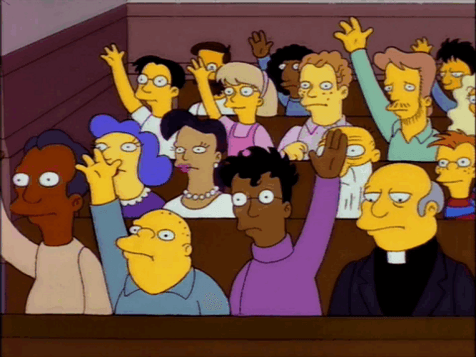 The Simpsons Characters Raise Hand GIF