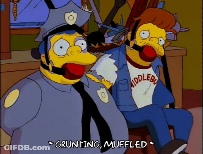 The Simpsons Chief Wiggum Snake Jailbird Gagged GIF