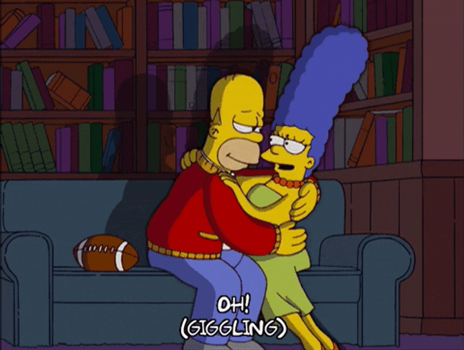 The Simpsons Couple Kissing GIF