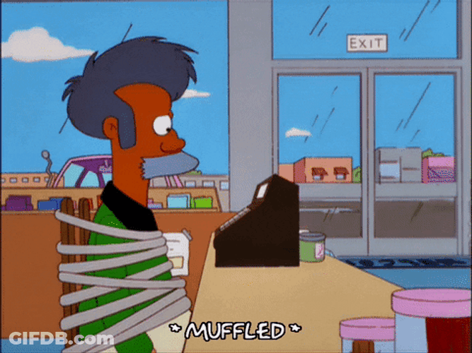 The Simpsons Gagged Apu With Bart Simpson GIF
